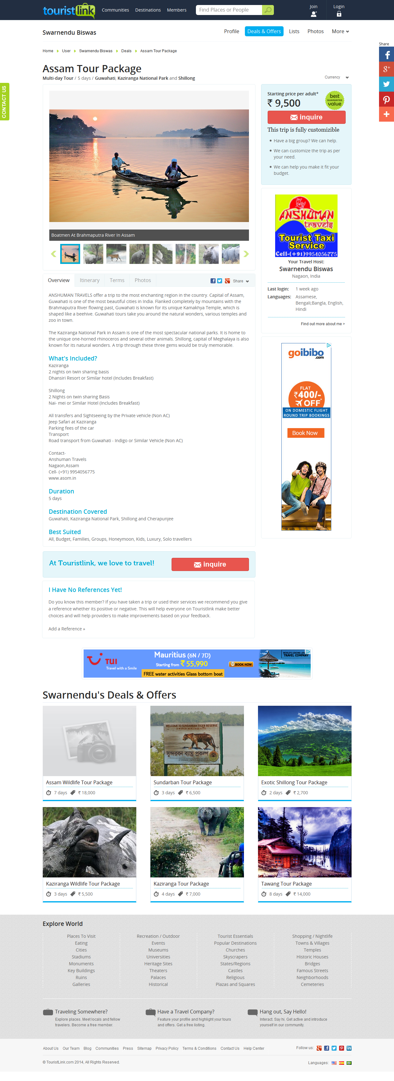 Deal having completeness score of 100%: http://www.touristlink.com/user/swarnendu-biswas/deals/assam-tour-package.html
